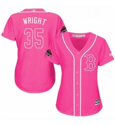 Womens Majestic Boston Red Sox 35 Steven Wright Authentic Pink Fashion 2018 World Series Champions MLB Jersey