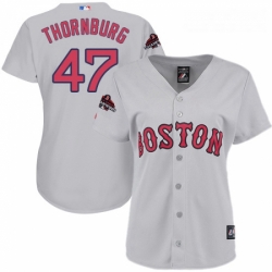 Womens Majestic Boston Red Sox 47 Tyler Thornburg Authentic Grey Road 2018 World Series Champions MLB Jersey