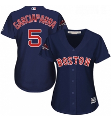 Womens Majestic Boston Red Sox 5 Nomar Garciaparra Authentic Navy Blue Alternate Road 2018 World Series Champions MLB Jersey