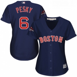 Womens Majestic Boston Red Sox 6 Johnny Pesky Authentic Navy Blue Alternate Road 2018 World Series Champions MLB Jersey