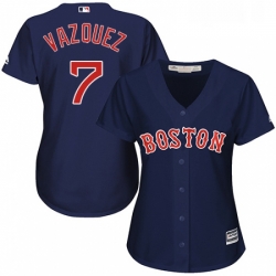 Womens Majestic Boston Red Sox 7 Christian Vazquez Replica Navy Blue Alternate Road MLB Jersey