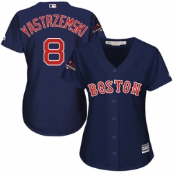 Womens Majestic Boston Red Sox 8 Carl Yastrzemski Authentic Navy Blue Alternate Road 2018 World Series Champions MLB Jersey