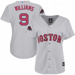 Womens Majestic Boston Red Sox 9 Ted Williams Authentic Grey Road 2018 World Series Champions MLB Jersey