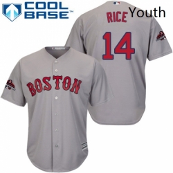 Youth Majestic Boston Red Sox 14 Jim Rice Authentic Grey Road Cool Base 2018 World Series Champions MLB Jersey