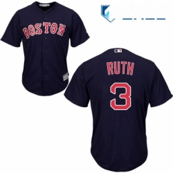 Youth Majestic Boston Red Sox 3 Babe Ruth Replica Navy Blue Alternate Road Cool Base MLB Jersey