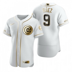 Chicago Cubs 9 Javier Baez White Nike Mens Authentic Golden Edition MLB Jersey