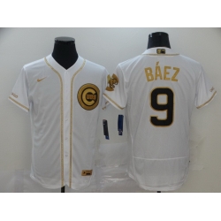 Cubs 9 Javier Baez White Gold Nike Flexbase Jersey