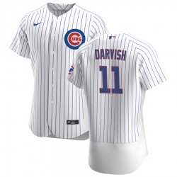 Men Chicago Cubs 11 Yu Darvish Men Nike White Home 2020 Flex Base Player Jersey