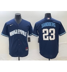 Men Chicago Cubs 23 Ryne Sandberg Navy City Connect Cool Base Stitched Baseball Jersey