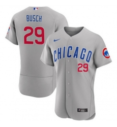 Men Chicago Cubs 29 Michael Busch Grey Flex Base Stitched Baseball Jersey