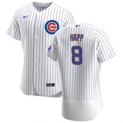 Men Chicago Cubs 8 Ian Happ Men Nike White Home 2020 Flex Base Player Jersey