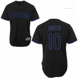 Mens Majestic Chicago Cubs 10 Ron Santo Authentic Black Fashion MLB Jersey