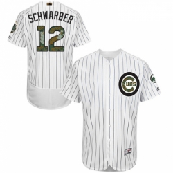 Mens Majestic Chicago Cubs 12 Kyle Schwarber Authentic White 2016 Memorial Day Fashion Flex Base MLB Jersey