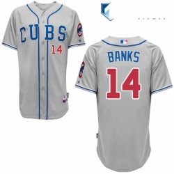 Mens Majestic Chicago Cubs 14 Ernie Banks Authentic Grey Alternate Road Cool Base MLB Jersey