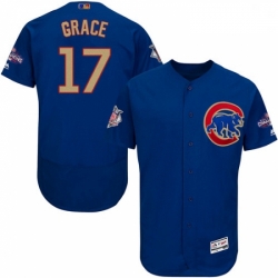 Mens Majestic Chicago Cubs 17 Mark Grace Authentic Royal Blue 2017 Gold Champion Flex Base MLB Jersey