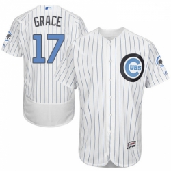 Mens Majestic Chicago Cubs 17 Mark Grace Authentic White 2016 Fathers Day Fashion Flex Base MLB Jersey