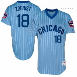 Mens Majestic Chicago Cubs 18 Ben Zobrist Authentic Blue Cooperstown Throwback MLB Jersey