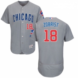 Mens Majestic Chicago Cubs 18 Ben Zobrist Grey Road Flex Base Authentic Collection MLB Jersey