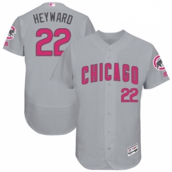 Mens Majestic Chicago Cubs 22 Jason Heyward Grey Mothers Day Flexbase Authentic Collection MLB Jersey