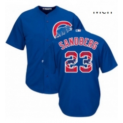 Mens Majestic Chicago Cubs 23 Ryne Sandberg Authentic Royal Blue Team Logo Fashion Cool Base MLB Jersey