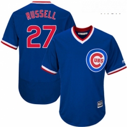 Mens Majestic Chicago Cubs 27 Addison Russell Replica Royal Blue Cooperstown Cool Base MLB Jersey