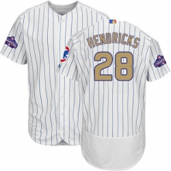 Mens Majestic Chicago Cubs 28 Kyle Hendricks White 2017 Gold Program Flexbase Authentic Collection MLB Jersey