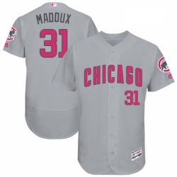 Mens Majestic Chicago Cubs 31 Greg Maddux Grey Mothers Day Flexbase Authentic Collection MLB Jersey