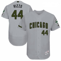 Mens Majestic Chicago Cubs 44 Anthony Rizzo Grey Memorial Day Authentic Collection Flex Base MLB Jersey