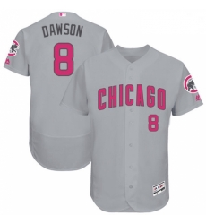 Mens Majestic Chicago Cubs 8 Andre Dawson Grey Mothers Day Flexbase Authentic Collection MLB Jersey