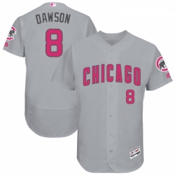 Mens Majestic Chicago Cubs 8 Andre Dawson Grey Mothers Day Flexbase Authentic Collection MLB Jersey