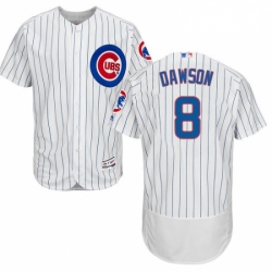 Mens Majestic Chicago Cubs 8 Andre Dawson White Home Flex Base Authentic Collection MLB Jersey