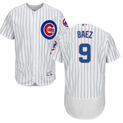 Mens Majestic Chicago Cubs 9 Javier Baez White Home Flex Base Authentic Collection MLB Jersey