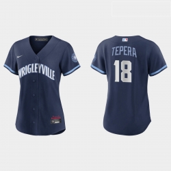 Chicago Cubs 18 Ryan Tepera Women Nike 2021 City Connect Navy MLB Jersey