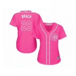 Womens Chicago Cubs 29 Brad Brach Authentic Pink Fashion Baseball Jersey 