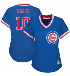 Womens Majestic Chicago Cubs 10 Ron Santo Authentic Royal Blue Cooperstown MLB Jersey