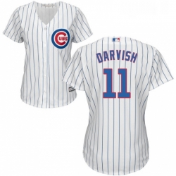 Womens Majestic Chicago Cubs 11 Yu Darvish Replica White Home Cool Base MLB Jersey 