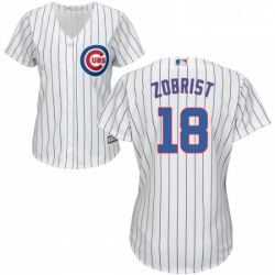 Womens Majestic Chicago Cubs 18 Ben Zobrist Authentic White Home Cool Base MLB Jersey