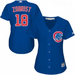 Womens Majestic Chicago Cubs 18 Ben Zobrist Replica Royal Blue Alternate MLB Jersey