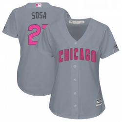 Womens Majestic Chicago Cubs 21 Sammy Sosa Authentic Grey Mothers Day Cool Base MLB Jersey