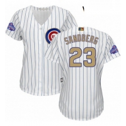 Womens Majestic Chicago Cubs 23 Ryne Sandberg Authentic White 2017 Gold Program MLB Jersey