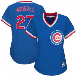 Womens Majestic Chicago Cubs 27 Addison Russell Replica Royal Blue Cooperstown MLB Jersey