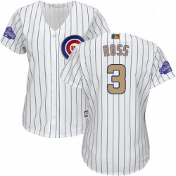 Womens Majestic Chicago Cubs 3 David Ross Authentic White 2017 Gold Program MLB Jersey