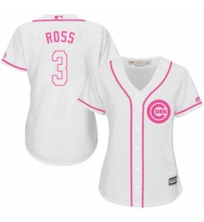 Womens Majestic Chicago Cubs 3 David Ross Replica White Fashion MLB Jersey