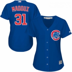 Womens Majestic Chicago Cubs 31 Greg Maddux Authentic Royal Blue Alternate MLB Jersey