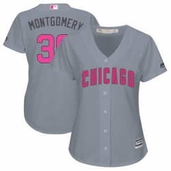 Womens Majestic Chicago Cubs 38 Mike Montgomery Authentic Grey Mothers Day Cool Base MLB Jersey