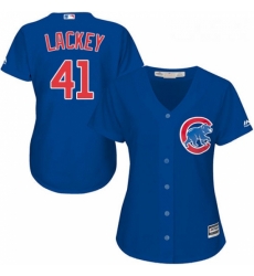 Womens Majestic Chicago Cubs 41 John Lackey Replica Royal Blue Alternate MLB Jersey