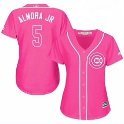 Womens Majestic Chicago Cubs 5 Albert Almora Jr Replica Pink Fashion MLB Jersey 