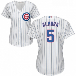 Womens Majestic Chicago Cubs 5 Albert Almora Jr Replica White Home Cool Base MLB Jersey 