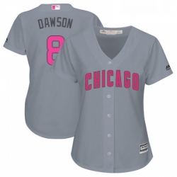 Womens Majestic Chicago Cubs 8 Andre Dawson Authentic Grey Mothers Day Cool Base MLB Jersey