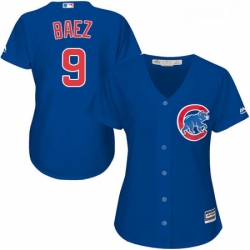 Womens Majestic Chicago Cubs 9 Javier Baez Authentic Royal Blue Alternate MLB Jersey